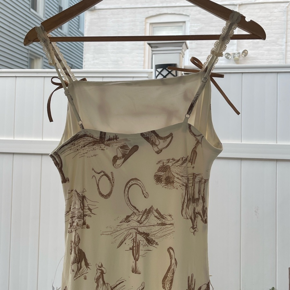 Cream Maxi Dress with Brown Western Print - Picture 10 of 16